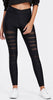 Women Mesh Insert Ripped Leggings